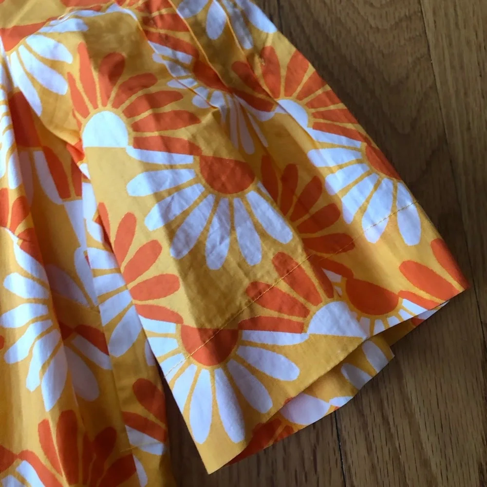 Anthropologie Maeve printed v neck tunic dress in orange daisy floral - Picture 4 of 6